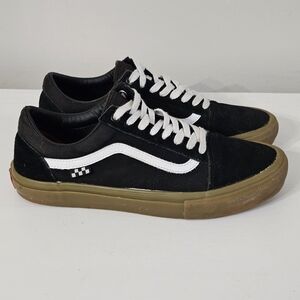 Vans "Off The Wall" Mens Size 10.5 Black Skateboarding Shoes Sneakers w/Gum Sole